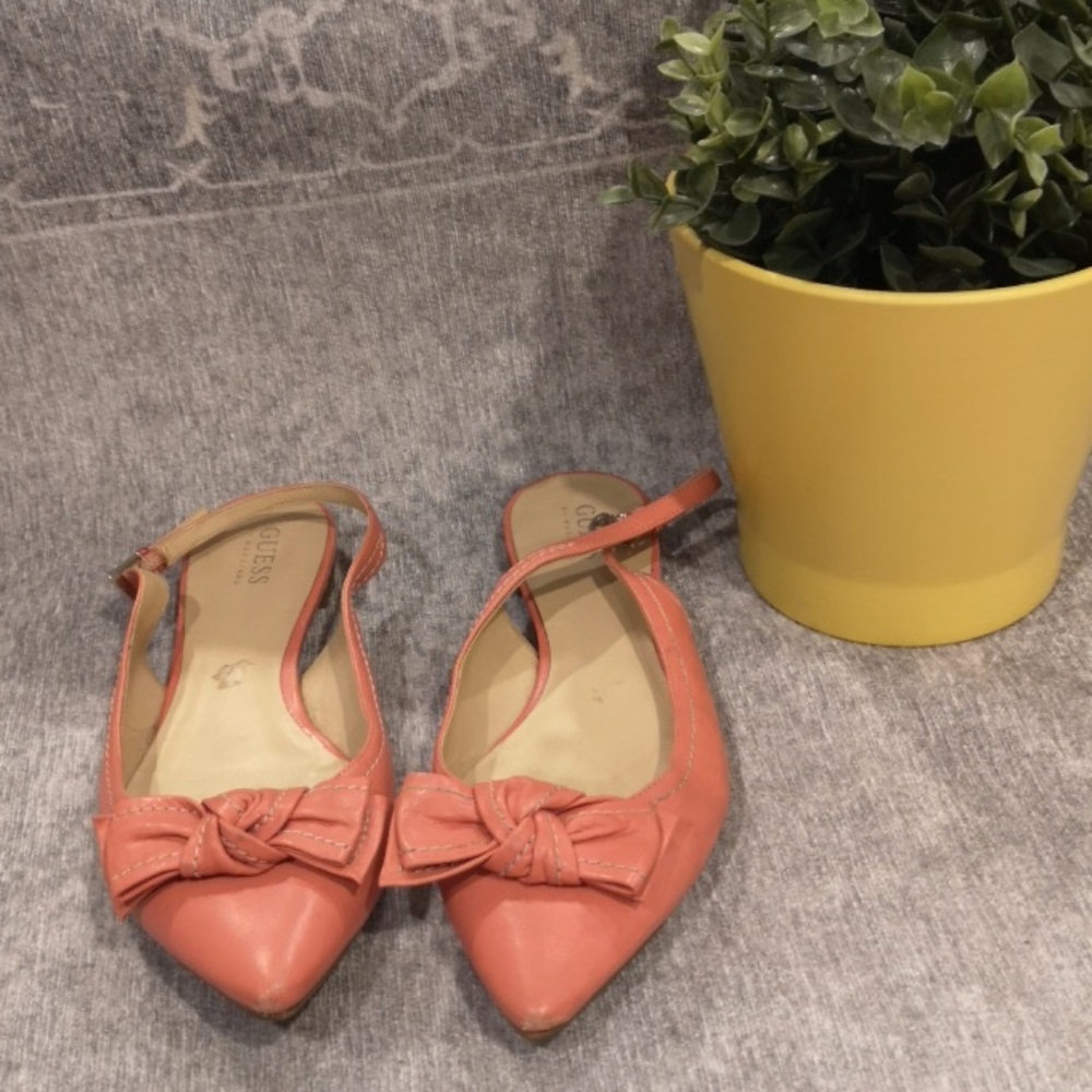 Guess Pink Bow Pointed Toe Flats